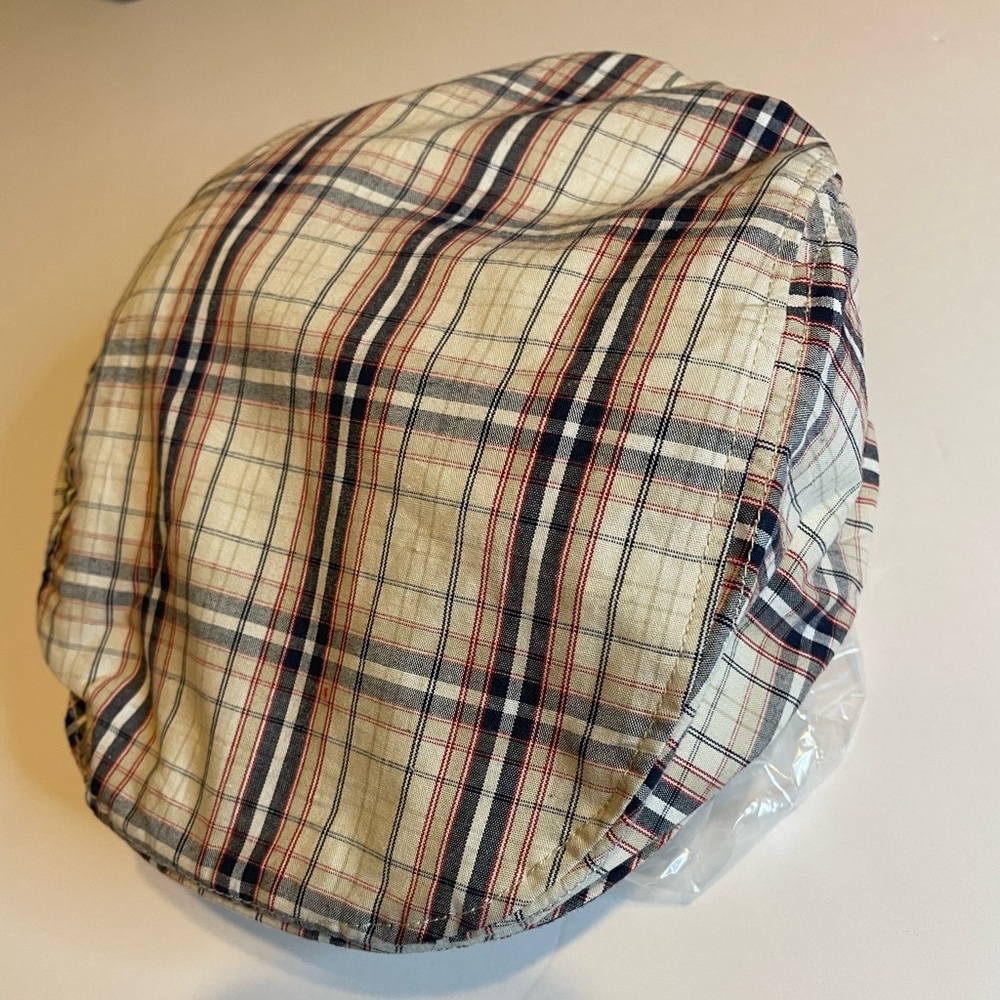 FAO Schwartz  Boys Cabbie/Newsboy Hat  - Blue, Red, & Cream - Size 6 - 12 Months